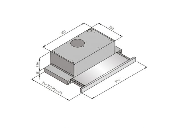 SILVERLINE SL 1152 V3 - Panser - teleskopisk - bredde: 59.8 cm - dybde: 30.5 cm - ekstraksjon og resirkulasjon (-) - hvit/stålfarge