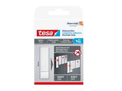 TESA 77771, Sisätila, Yleiskoukku, Valkoinen, Liimateippi, 6 kpl