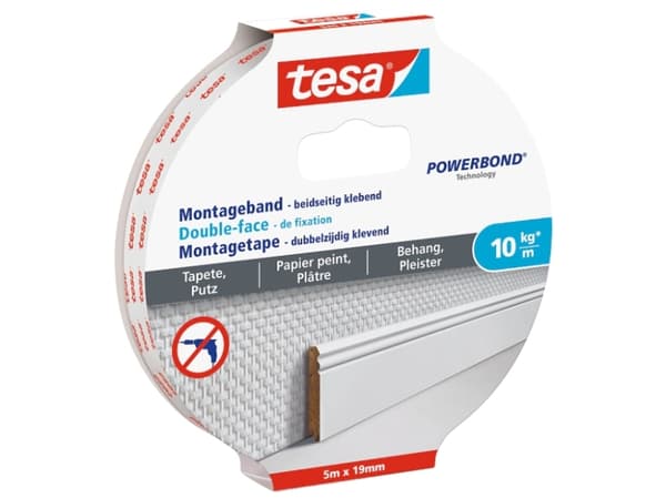 tesa WALLPAPER 77743-00000-00 Monteringsbånd tesa® Powerbond Hvid (L x B) 5 m x 19 mm 1 stk