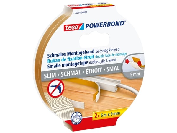 TESA 55714-00000, Kiinnitysteippi, Monivärinen, 5 m, Sisätila, Muovi, Puu, 9 mm
