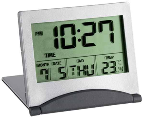 TFA-Dostmann 98.1054, Digital väckarklocka, Grå, Silver, 12/24h, F, °C, Alla, LCD