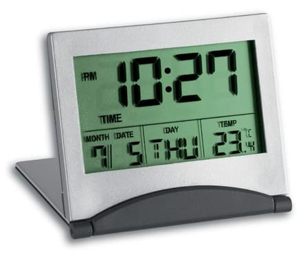 TFA-Dostmann 98.1054, Digital vekkerklokke, Grå, Sølv, 12/24h, F, °C, Alle kjønn, LCD