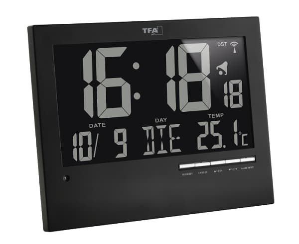 TFA - Alarmklokke - elektronisk - skrivebord, veggmonterbar - svart