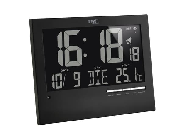 TFA - Alarmklokke - elektronisk - skrivebord, veggmonterbar - svart