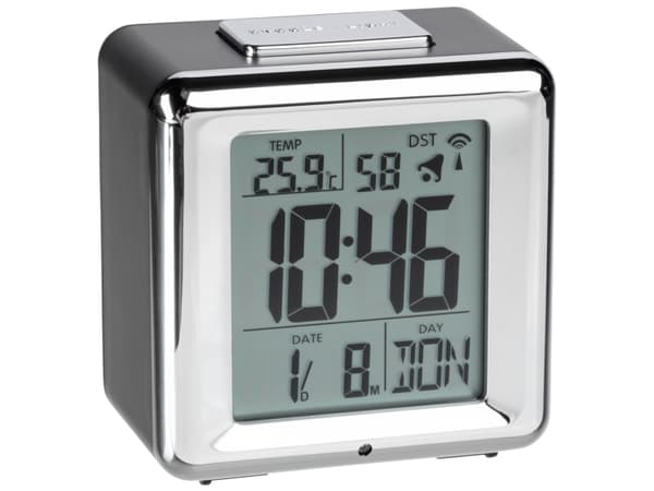 TFA-Dostmann 60.2503, Digital vekkerklokke, Sort, Sølv, 12/24h, -5 - 50 °C, F, °C, Batteri