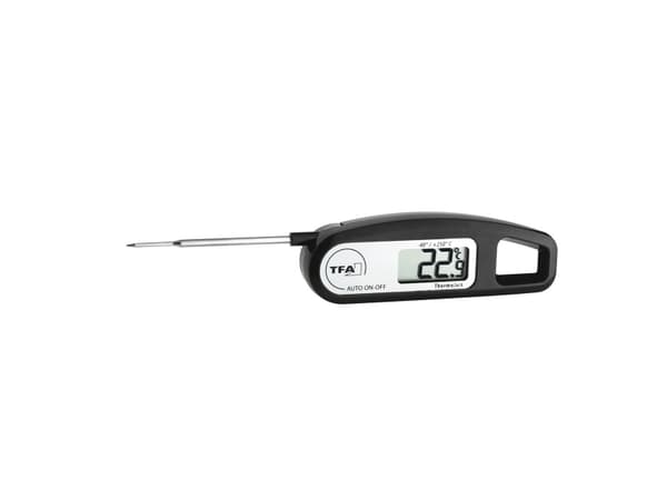 TFA Dostmann 30.1047 Køkkentermometer Auto-sluk iht. HACCP og EN 13485 , Strålevandsbeskyttet IP65 Saucer , Pastøse stoffer , Halvfaste stoffer , Fly