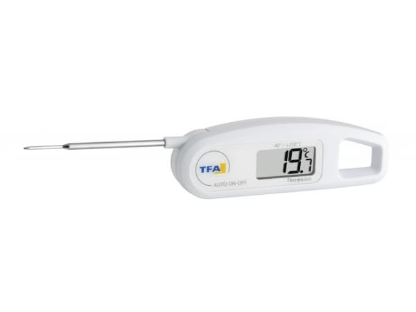 TFA Dostmann 30.1047 Køkkentermometer Auto-sluk iht. HACCP og EN 13485 , Strålevandsbeskyttet IP65 Saucer , Pastøse stoffer , Halvfaste stoffer , Fly