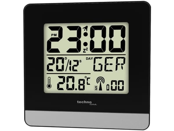 Technoline WT260, Digital vekkerklokke, Sort, Sølv, 12/24h, F, °C, LCD, Batteri