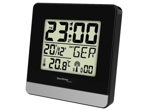Technoline WT260, Digital vekkerklokke, Sort, Sølv, 12/24h, F, °C, LCD, Batteri