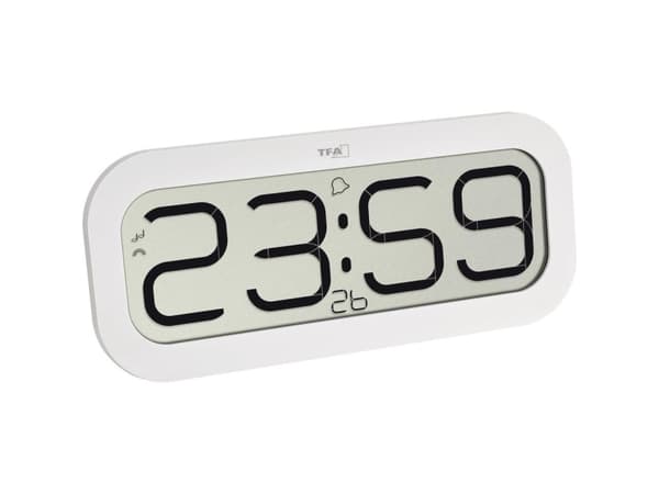 TFA-Dostmann 60.4514, Bord, Digital klokke, Oval, Hvit, LCD, 321 mm