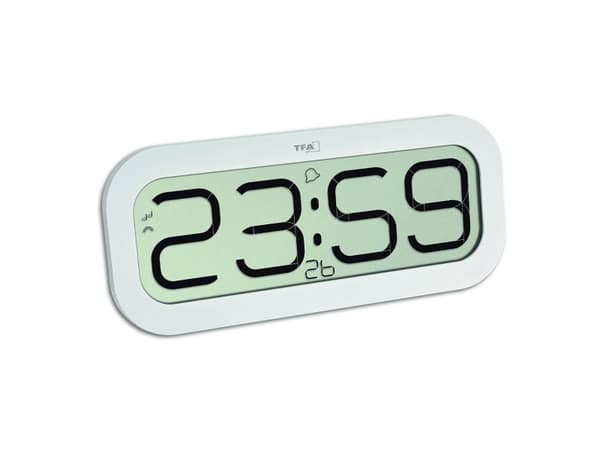 TFA-Dostmann 60.4514, Bord, Digital klokke, Oval, Hvit, LCD, 321 mm
