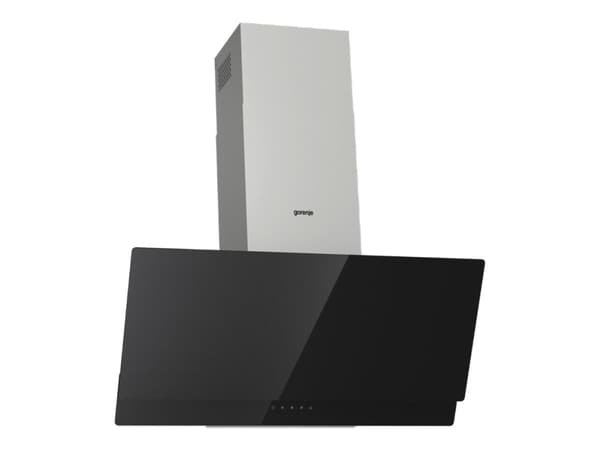 Gorenje Essential WHI949EXBG - Kåpa - vinklad skorsten - bredd: 90 cm - djup: 33.5 cm - utsug och återcirkulering (-) - med inbyggd motor - rostfritt
