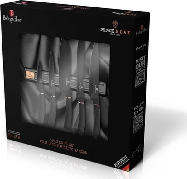 Berlinger Haus 5 KJØKKENKNIVER MED STRIP BERLINGER HAUS BH-2535 SVART ROSE