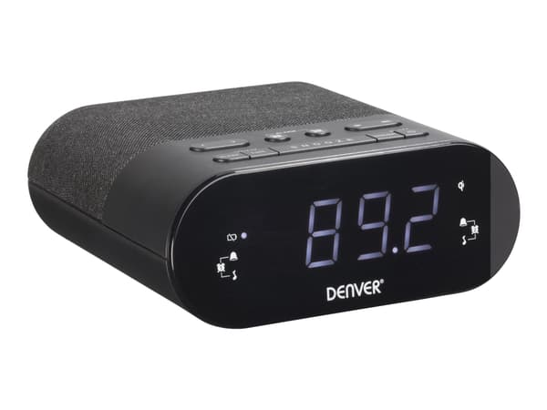 Denver CRQ-107, Digitaalinen herätyskello, Suorakulmio, Musta, 24 t, PLL, Radio/summeri