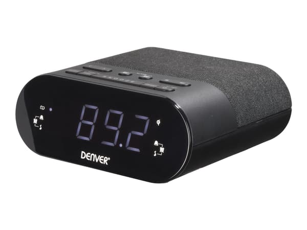 Denver CRQ-107, Digitaalinen herätyskello, Suorakulmio, Musta, 24 t, PLL, Radio/summeri