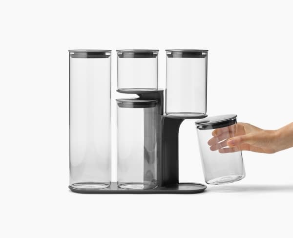 Joseph Joseph Podium, Universelt beholder sett, 5,4 l, Glass, Silikon, Rustfritt stål, Rustfritt stål, Gjennomsiktig, Avtagbart lokk, Rund