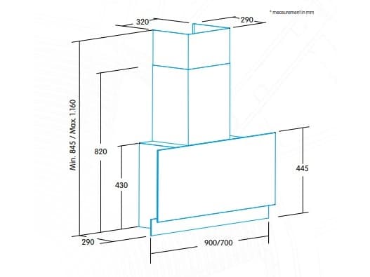 Edesa ECV-7832 GWH - Kåpa - skorsten - bredd: 70 cm - djup: 29 cm - utsug och återcirkulering (-) - rostfritt stål/vitt glas