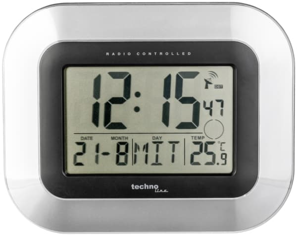 Technoline WS 8005, Digital vekkerklokke, Sort, Sølv, AA, 226 mm, 180 mm, 30 mm