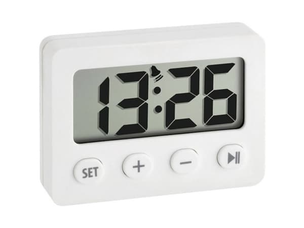 TFA - Alarmklokke - rektangulær - elektronisk - magnetisk montering, skrivebord - hvit