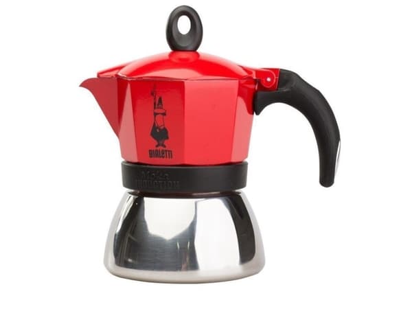 Bialetti Moka induction, Mokkapannu, 0,1 L, Punainen, Hopea, Alumiini, 2 kuppia, Induction mocha