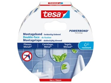 TESA 77745-00000, Kiinnitysteippi, Valkoinen, 5 m, Sisätila, Lasi, Metalli, Muovi, 19 mm