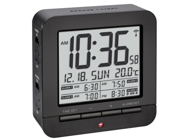 TFA - Alarmklokke - rektangulær - elektronisk - skrivebord - svart