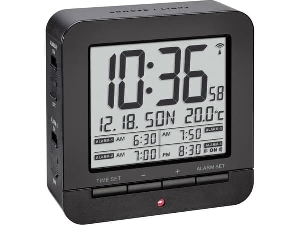 TFA - Alarmklokke - rektangulær - elektronisk - skrivebord - svart