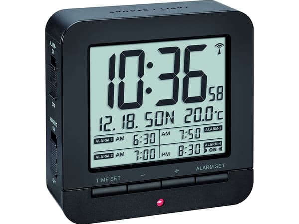 TFA - Alarmklokke - rektangulær - elektronisk - skrivebord - svart