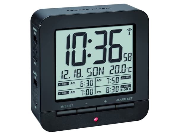 TFA - Alarmklokke - rektangulær - elektronisk - skrivebord - svart