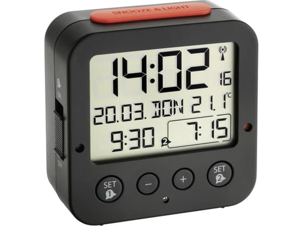 TFA-Dostmann BINGO, Digital vekkerklokke, Rektangel, Sort, -10 - 50 °C, LCD, Batteri