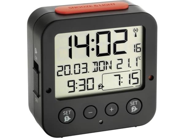 TFA-Dostmann BINGO, Digital väckarklocka, Rektangel, Svart, -10 - 50 ° C, LCD, Batteri