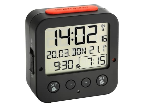 TFA-Dostmann BINGO, Digital vekkerklokke, Rektangel, Sort, -10 - 50 °C, LCD, Batteri