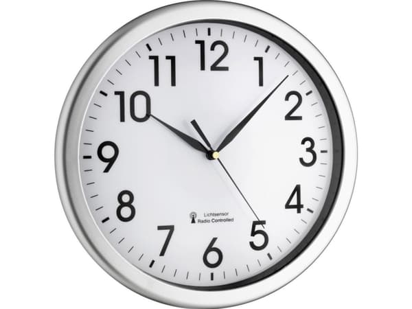 TFA-Dostmann 60.3519.02, Vegg, Quartz clock, Rund, Sølv, Hvit, Plast, AA