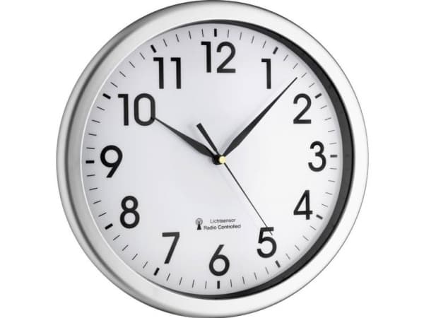 TFA-Dostmann 60.3519.02, Vegg, Quartz clock, Rund, Sølv, Hvit, Plast, AA
