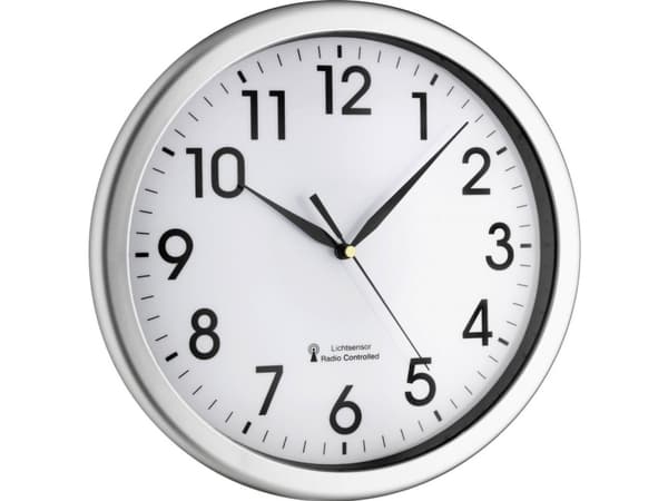 TFA-Dostmann 60.3519.02, Vegg, Quartz clock, Rund, Sølv, Hvit, Plast, AA