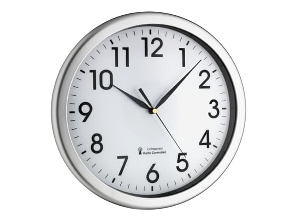 TFA-Dostmann 60.3519.02, Vegg, Quartz clock, Rund, Sølv, Hvit, Plast, AA