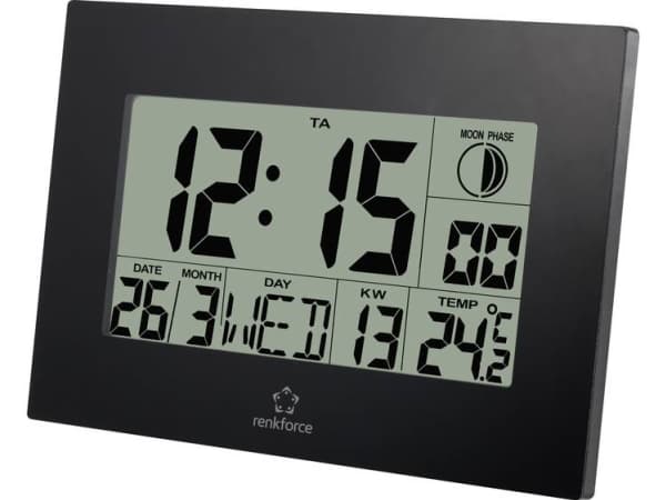 Renkforce E0311R Radio Vægur 230 mm x 163 mm x 28 mm Sort