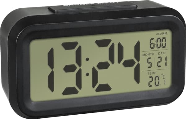 TFA LUMIO - Alarmklokke - rektangulær - elektronisk - skrivebord - svart