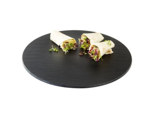 Serveringplade Melamin Ø40x1 cm Skiferlook sort,stk