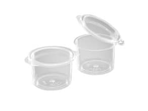 Dressingbæger sojabæger 15 ml Ø20x20 mm Hængslet låg PP Klar,250 stk/ps - (250 stk.)