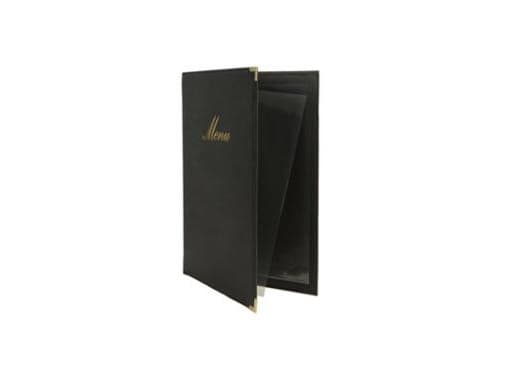 Menu Card holder A4 Securit classic näyttää 4 A4-sivua Nahkakansi Musta, 10 kpl/krt
