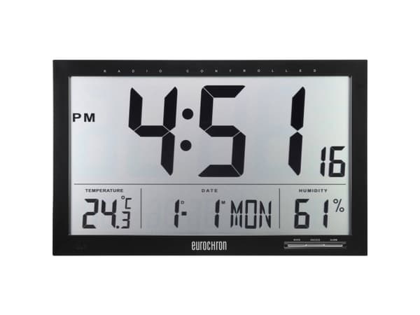 Eurochron EFWU Jumbo 100 Vægur Radio 370 mm x 230 mm x 30 mm Sort