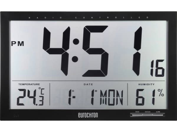 Eurochron EFWU Jumbo 100 Radio Vægur 370 mm x 230 mm x 30 mm Sort