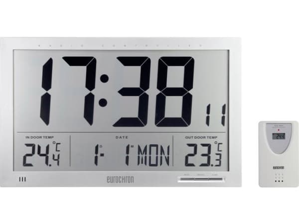 Eurochron EFWU Jumbo 102 Radio Vægur 370 mm x 230 mm x 30 mm Sølv