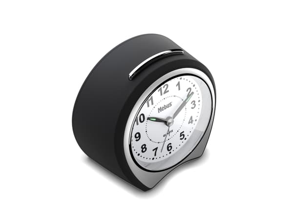 Mebus 27220, Quartz vekkerklokke, Sort, Grå, Plast, 12 timers, Analog, Batteri