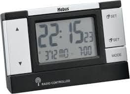 Mebus 51059, Digital väckarklocka, Svart, Silver, 12/24h, LCD, 2 linjer, Batteri
