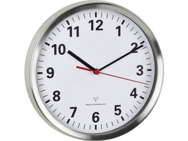 TFA-Dostmann 60.3529.02, Vegg, Kvartsklokke, Rund, Sølv, Hvit, Rustfritt stål, Glass