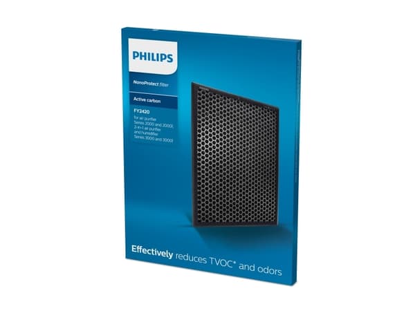 Philips 2000 series Vähentää TVOC-yhdisteitä* Vähentää hajuja Aktiivihiilisuodatin, Ilmanpuhdistimen suodatin, Hiili, Laatikko