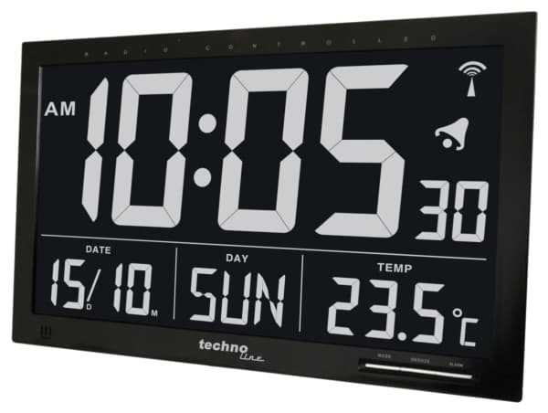 Technoline WS8007, Digital vekkerklokke, Sort, LCD, AA, 368 mm, 228 mm