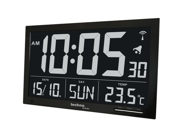 Technoline WS8007, Digital vekkerklokke, Sort, LCD, AA, 368 mm, 228 mm